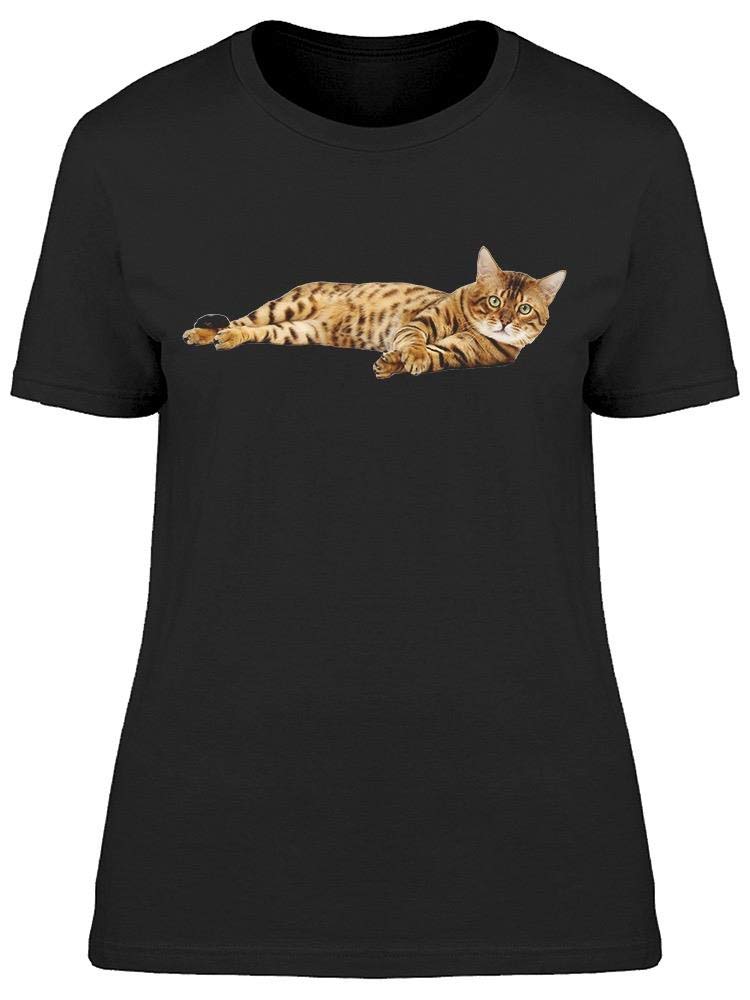 Smartprints Adorable Bengal Cat T-Shirt for Women - Soft Cotton Graphic Tee for Cat Lovers | Perfect for Casual Wear, Cat Cafes & Pet Lover Outfits