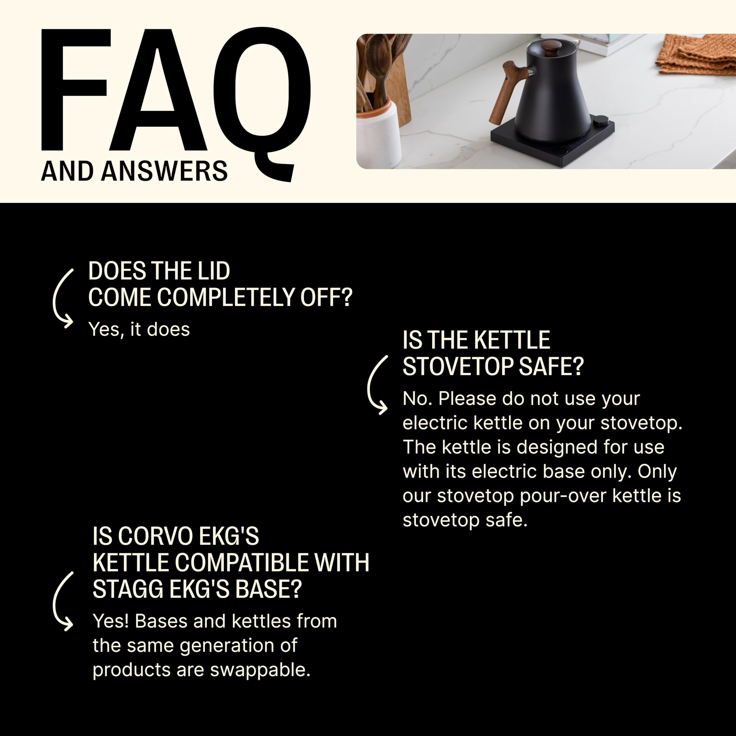 Fellow Corvo EKG Electric Gooseneck Kettle - 0.9L Fast Heating Temperature Control Kettle with Built-In Timer for Pour Over Coffee, Tea & Matcha - Matte Black with Walnut Handle - Perfect for Home Baristas & Tea Enthusiasts