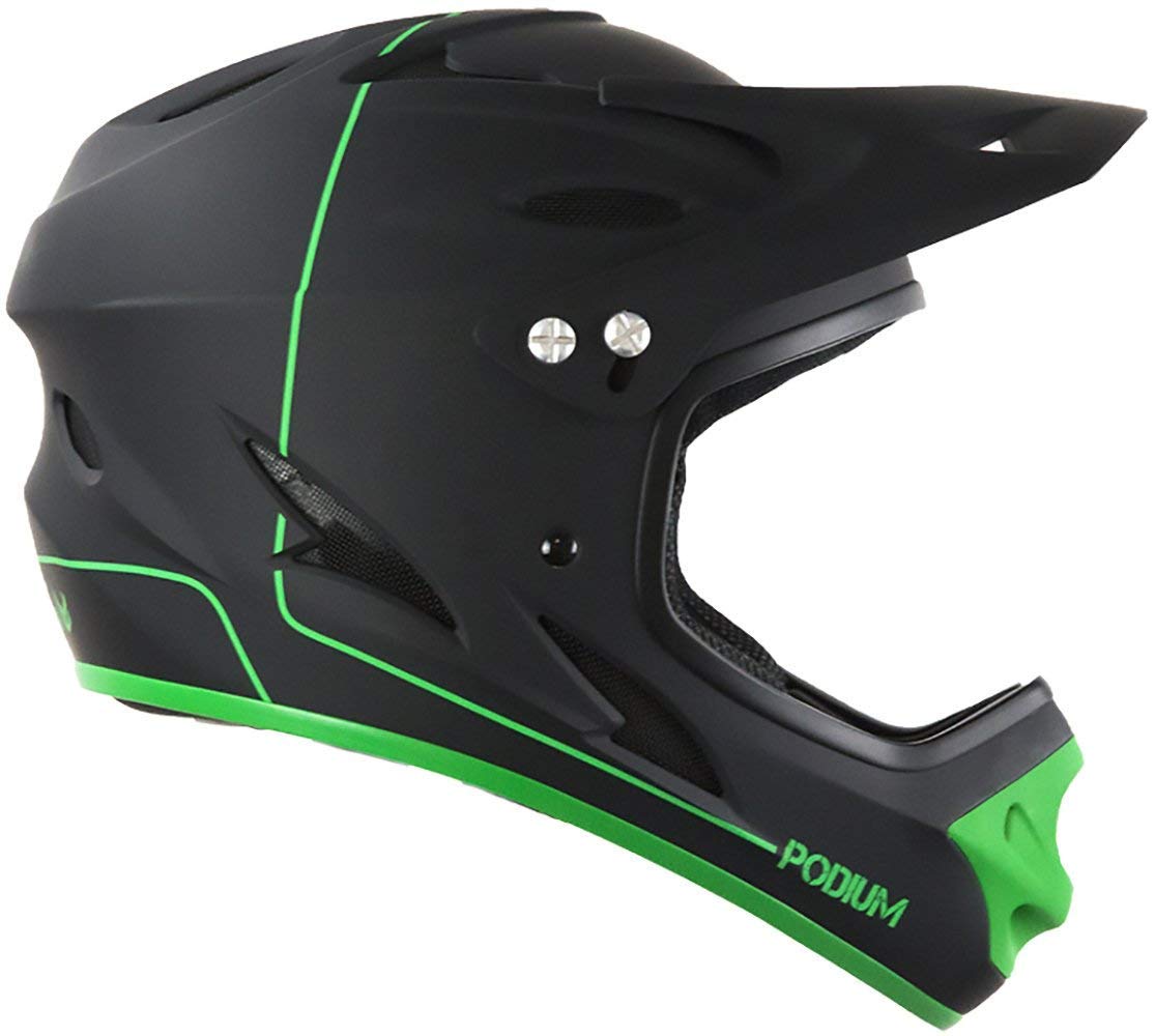 Demon United Podium Black/Green Full Face Mountain Bike Helmet - BMX Helmet with Demon Viper MTB Goggles (3 Color Options) - Protective Gear for Downhill, Trail Riding & Extreme Sports