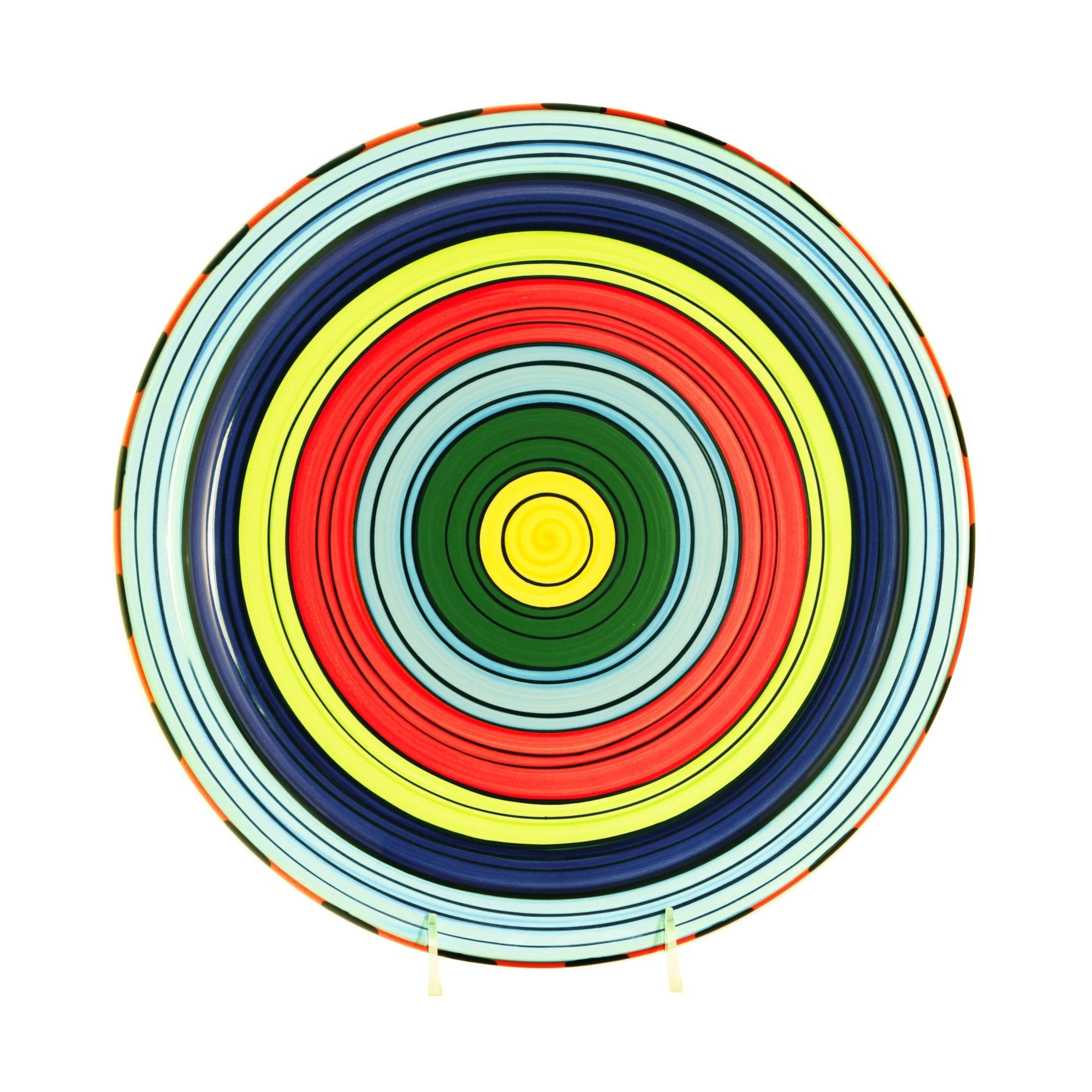Colorful Striped Round Serving Platter | Acapulco Style Dinnerware | Perfect for Party Appetizers, Cheese Boards & Home Decor