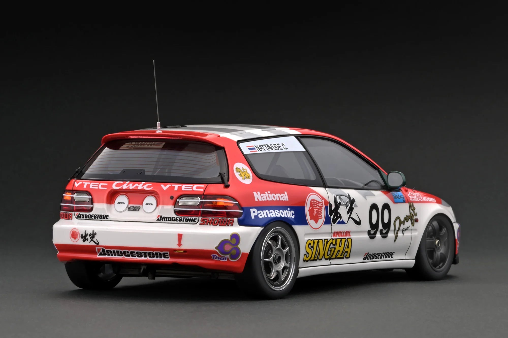 1:18 Scale Ignition Model Honda Civic EG6 - Itoham MOTION Mugen CIVIC (#99) 1994 Macau Cup Race Car - Diecast Collectible for Racing Enthusiasts & Model Car Displays