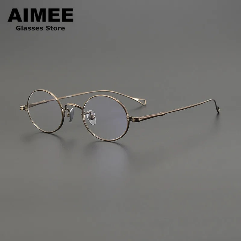 Aimee Unisex Full Rim Small Oval Round Titanium Eyeglasses Frame 85001 - Lightweight & Durable Eyewear for Men & Women - Perfect for Reading, Work, and Everyday Use