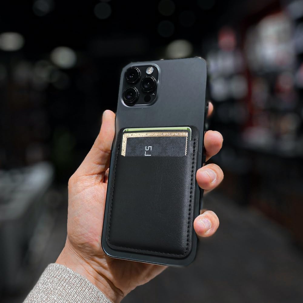 3 Pack Leather Stick-On Phone Card Holder - Slim Wallet for iPhone, Samsung & Android - Black & Grey - Perfect for Hands-Free Shopping, Travel & Daily Essentials