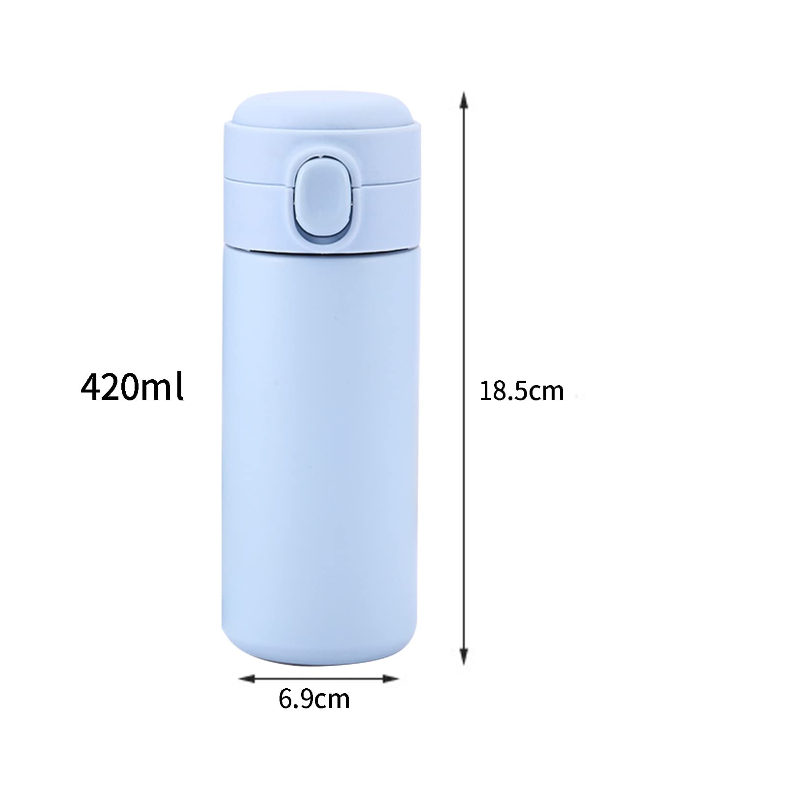 Khakho 420ML Insulated Stainless Steel Water Bottle - Leakproof Thermos for Hot & Cold Drinks - Perfect for Gym, Hiking, Office & Travel (Blue)