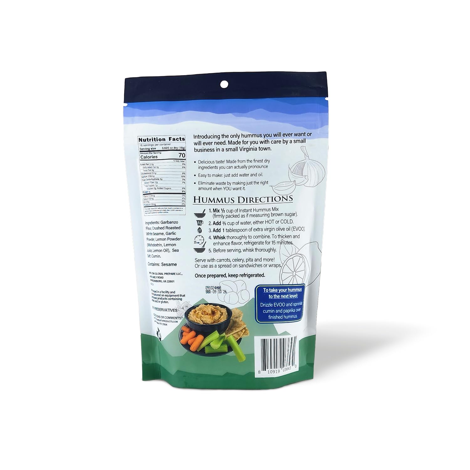 Instant Classic Hummus - Organic Dip for Snacks & Parties