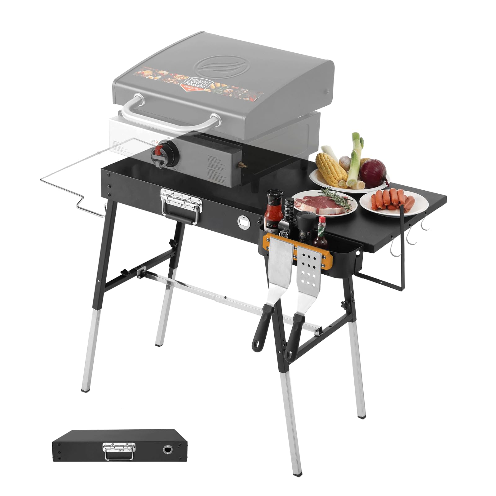 Portable Outdoor Grill Table - Heavy Duty Blackstone Griddle Stand with Wheels, Fits 17