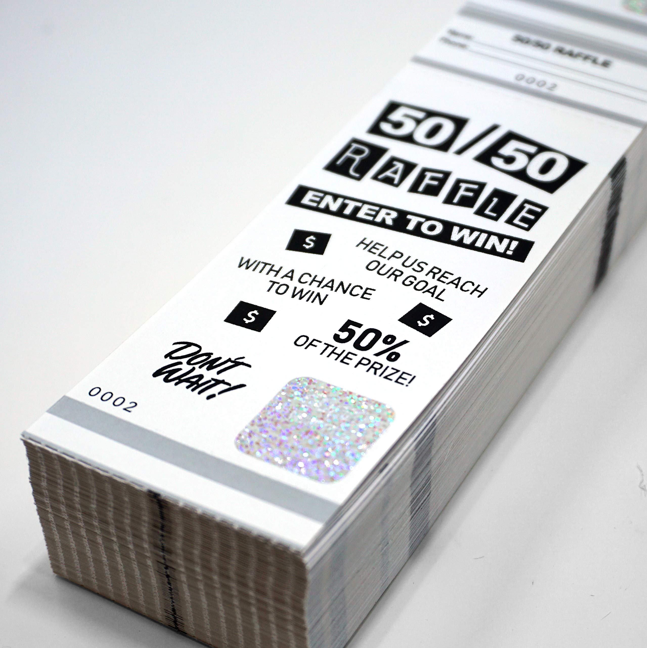 Premium 50/50 Raffle Tickets Box (300 Count, Silver) - Fast & Secure Fundraising Event Tickets by MyZone Printing - Perfect for Charity Events, School Fundraisers & Community Lotteries