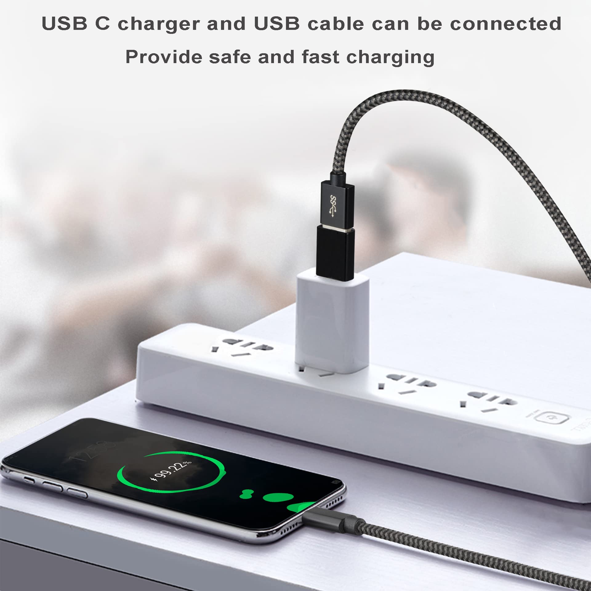 4-Pack USB C to USB 3.0 Adapter Cable - USB Female to USB C Male Converter with Fast Charging - Compatible with MacBook Pro, iMac, iPad Air, PC & Type-C Devices - Perfect for Travel, Office & Home Charging Stations