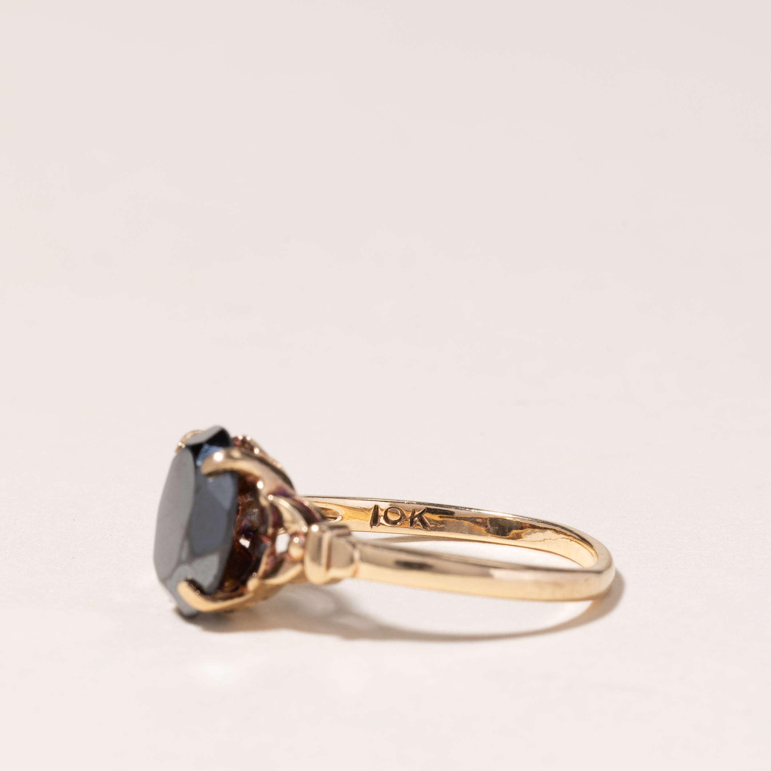 10K Yellow Gold Hematite Ring for Women - 1.76ct Genuine Hematite Stone, Size 6.5, Durable & Elegant Jewelry Gift for Anniversary, Birthday or Everyday Wear