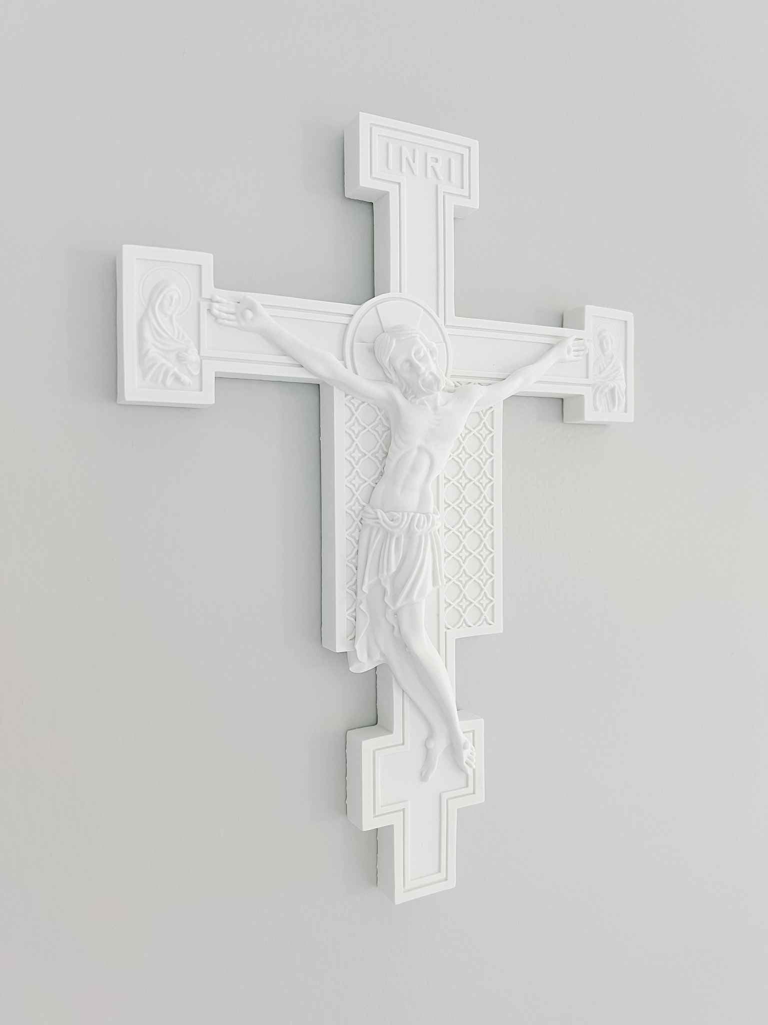 White Florentine Crucifix - Handcrafted Religious Cross Pendant for Necklace - Perfect for Gifts, Baptism, First Communion & Spiritual Jewelry