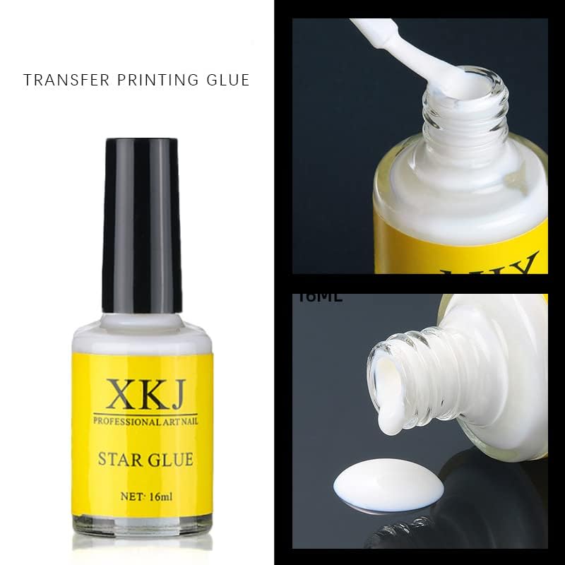 THR3E STROKES Star Glue - Professional Nail Art Adhesive for Foil Stickers, Nail Transfers & Decorations (16ml White Bottle) - Perfect for Salon, DIY Manicures & Nail Art Designs
