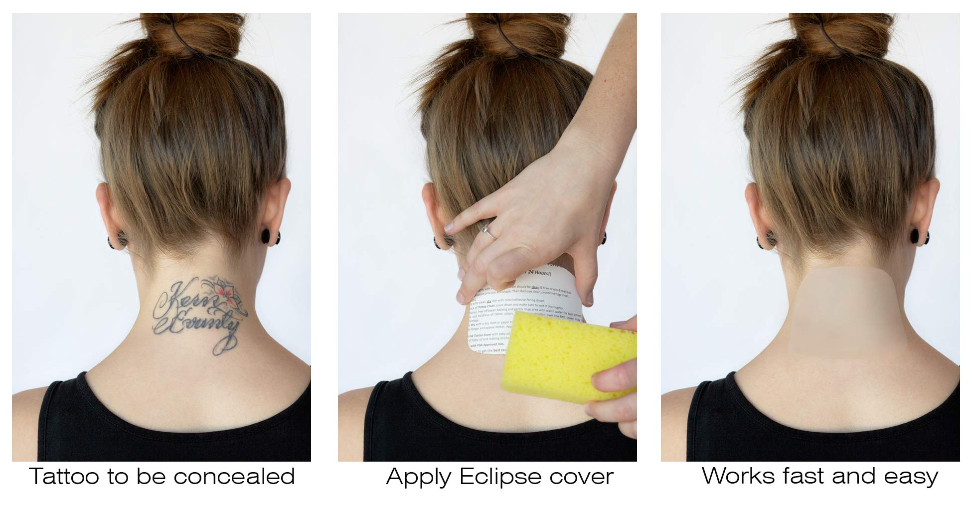 Eclipse Temporary Tattoo Covers - Light Skin Tone - Waterproof Fake Tattoo Stickers for Adults & Teens - Perfect for Parties, Halloween, Cosplay & Body Art