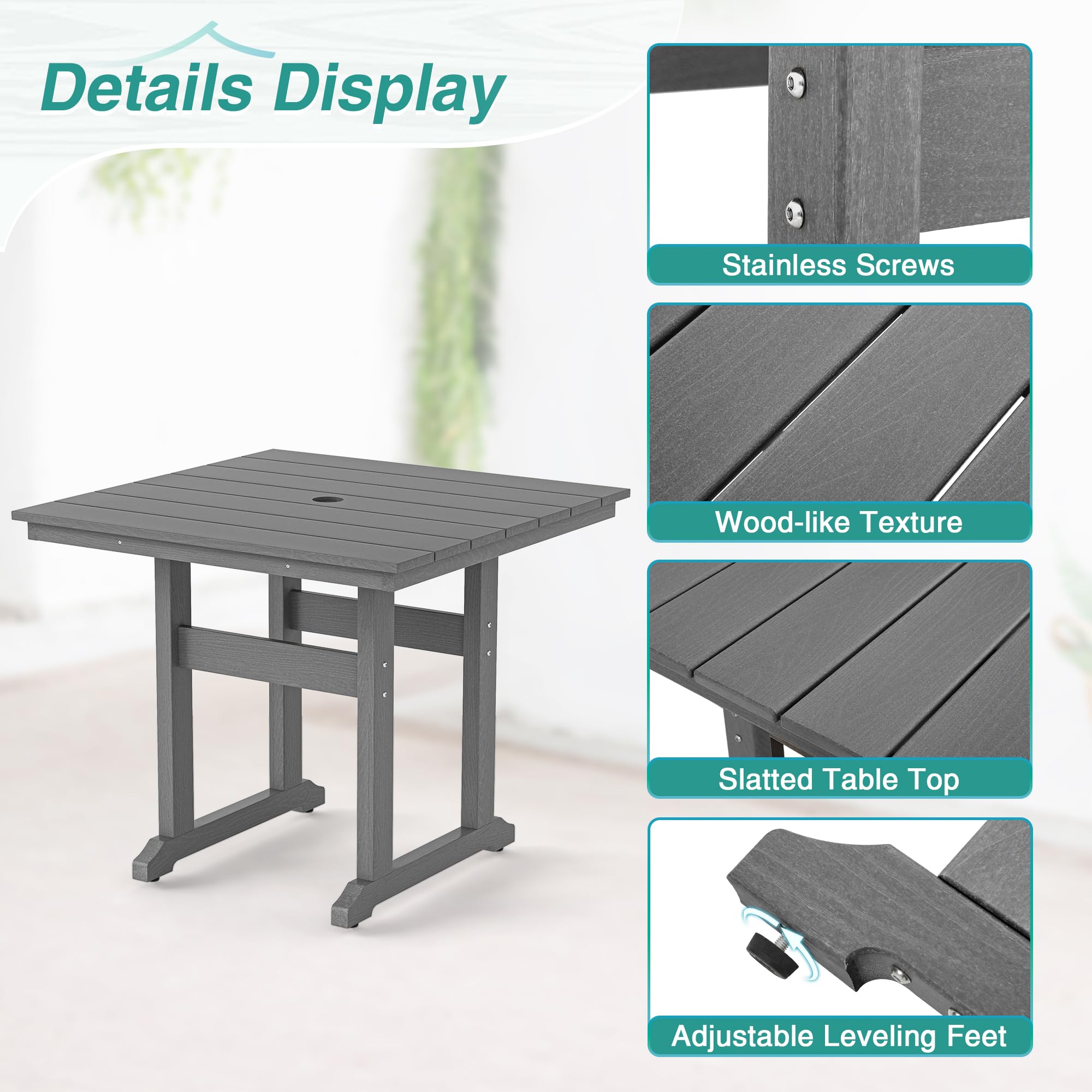Square Outdoor Dining Table for 4 - 35