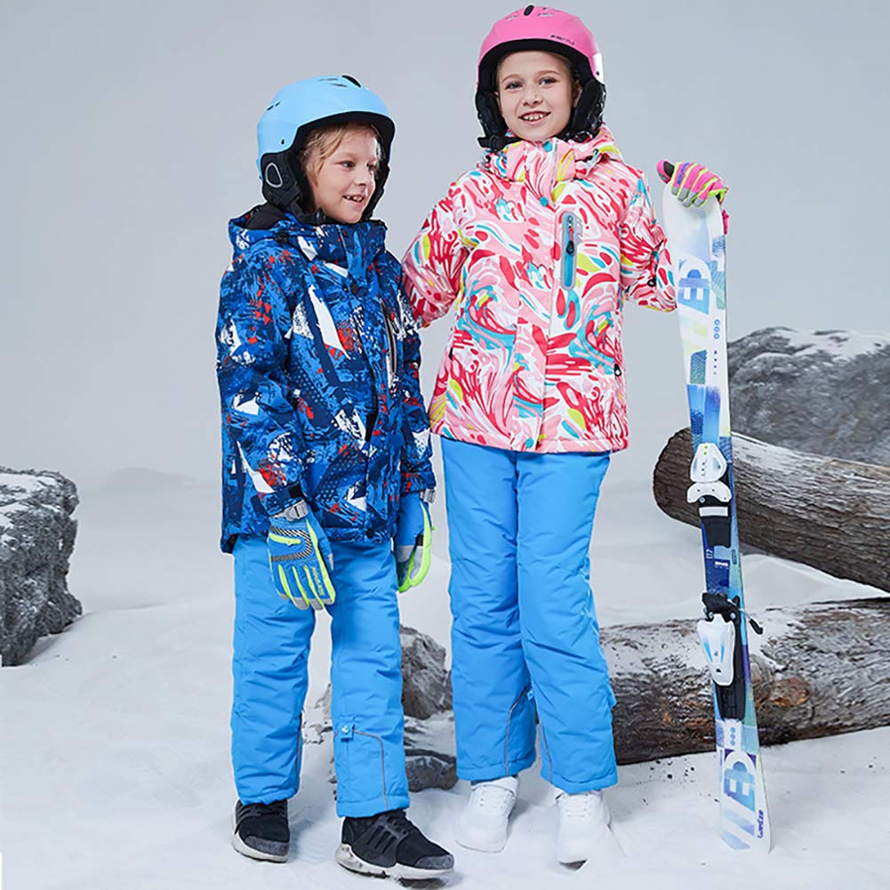 WOWULOVELY Boys' 2-Piece Colorblock Snow Pants & Jacket Set - Waterproof Winter Snowsuit for Skiing, Snowboarding & Outdoor Play - Ages 6-12