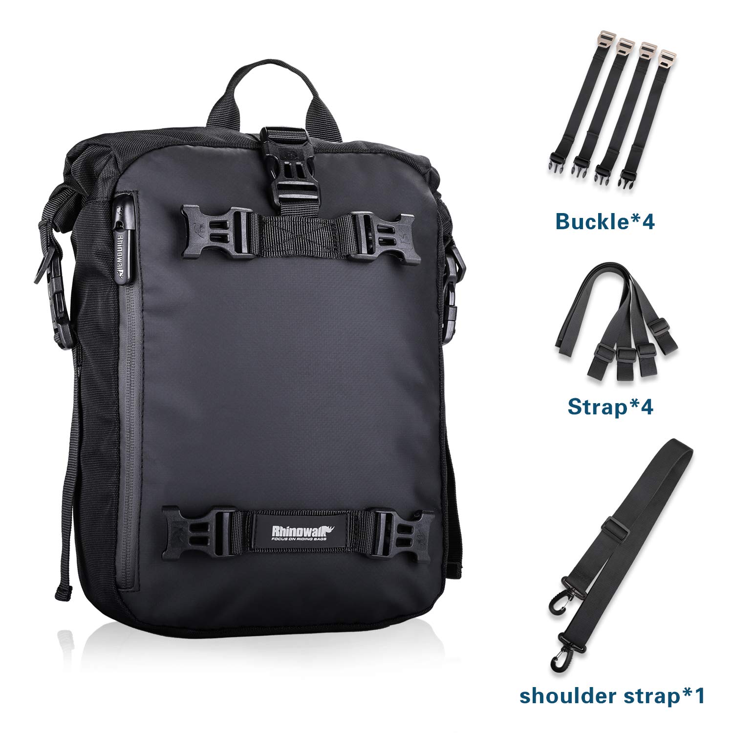 Rhinowalk 10L/20L/30L Waterproof Motorcycle Pannier Bag - Durable Rear Rack Trunk Seat Storage for Bikes - Perfect for Commuting, Touring & Adventure Rides (Black, 10L)