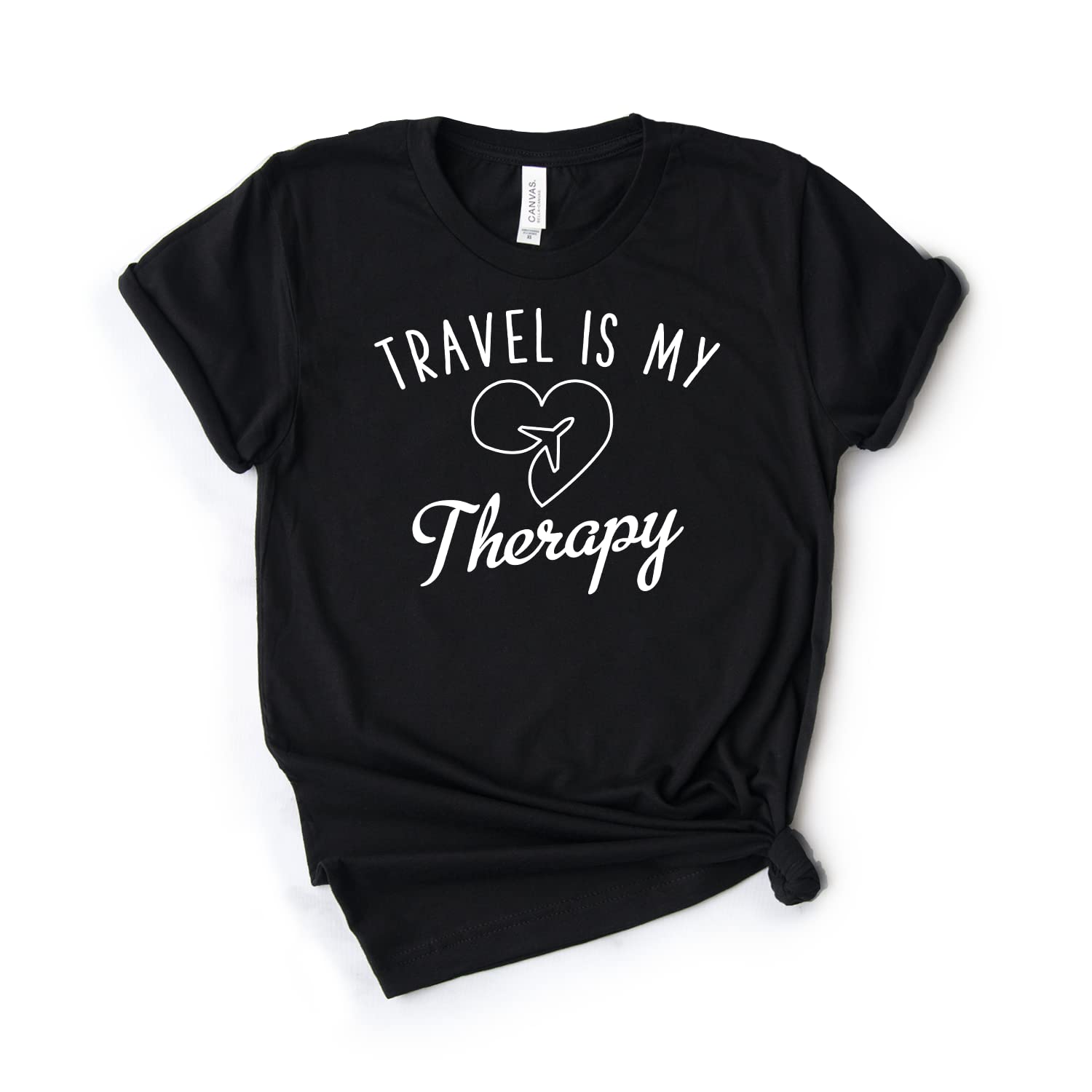 Travel Is My Therapy T-Shirt - Fun Travel Shirt for Men & Women - Soft Unisex Tee - Perfect Traveler Gift - 'Catch Flights Not Feelings' Slogan - Ideal for Vacations, Road Trips & Adventure Travel