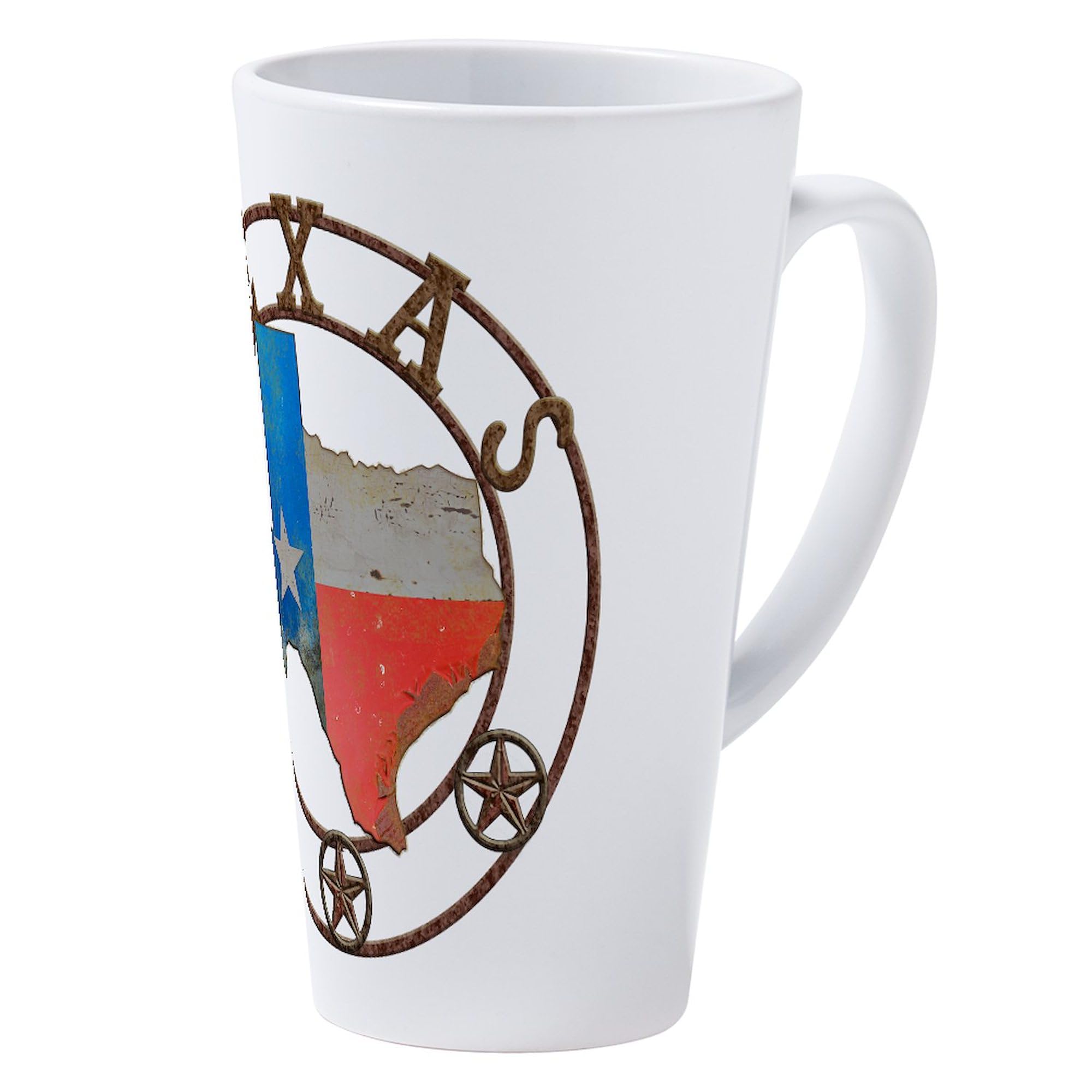 Texas Wrought Iron Barn Art 17 oz Latte Mug - Vintage Farmhouse Coffee Cup for Home, Office & Gifts - Perfect for Coffee, Tea & Hot Chocolate Lovers