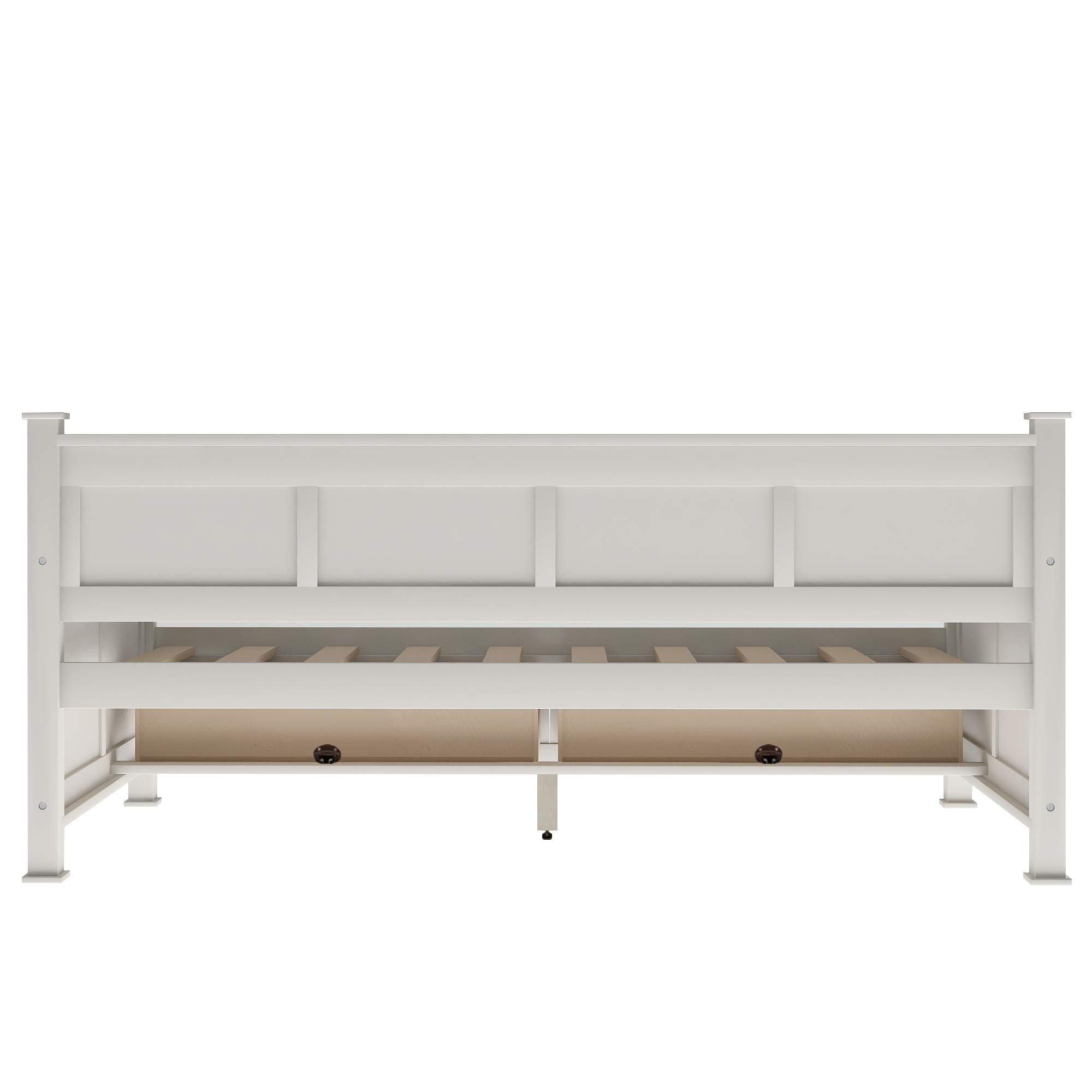 Merax Twin Size Wooden Daybed with 2 Large Drawers - X-Shaped Frame, Modern Rustic Design, Wood Slat Support (No Box Spring Needed) - Easy Assembly White Daybed for Guest Room, Dorm, or Living Room