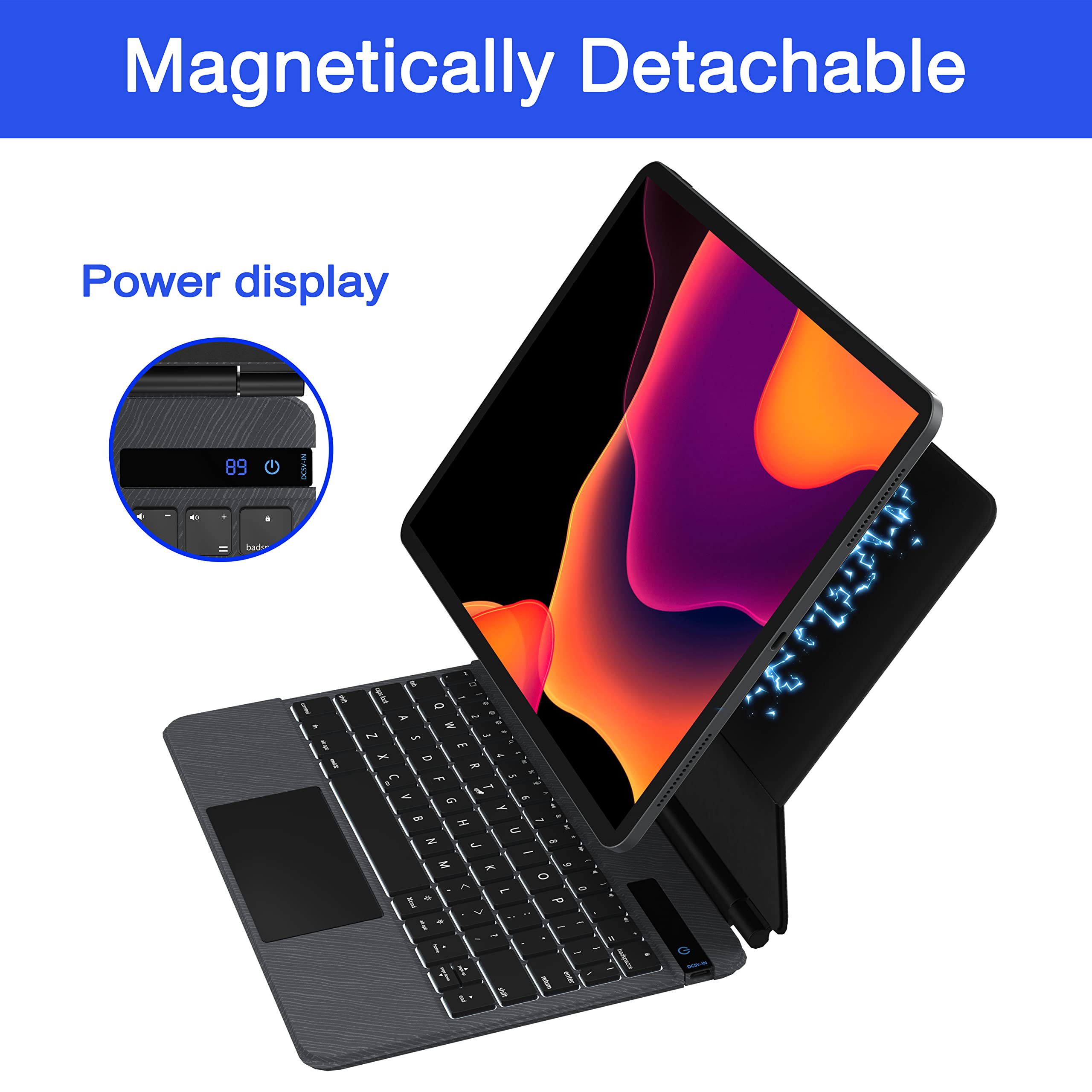 Doqo Magnetic Backlit Wireless Keyboard Case with Multi-Touch Trackpad for iPad Air 5th/4th Gen (2020-2022) & iPad Pro 11 (2018-2021) - Perfect for Work, Study & Travel