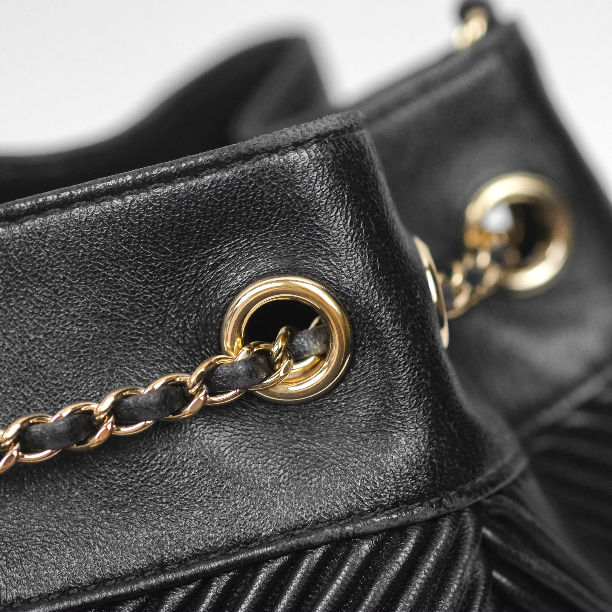 Chanel CC Chain Drawstring Bucket Bag Chevron Black Lambskin Gold Hardware - Luxury Crossbody Shoulder Bag for Women, Perfect for Parties, Date Nights & Special Occasions