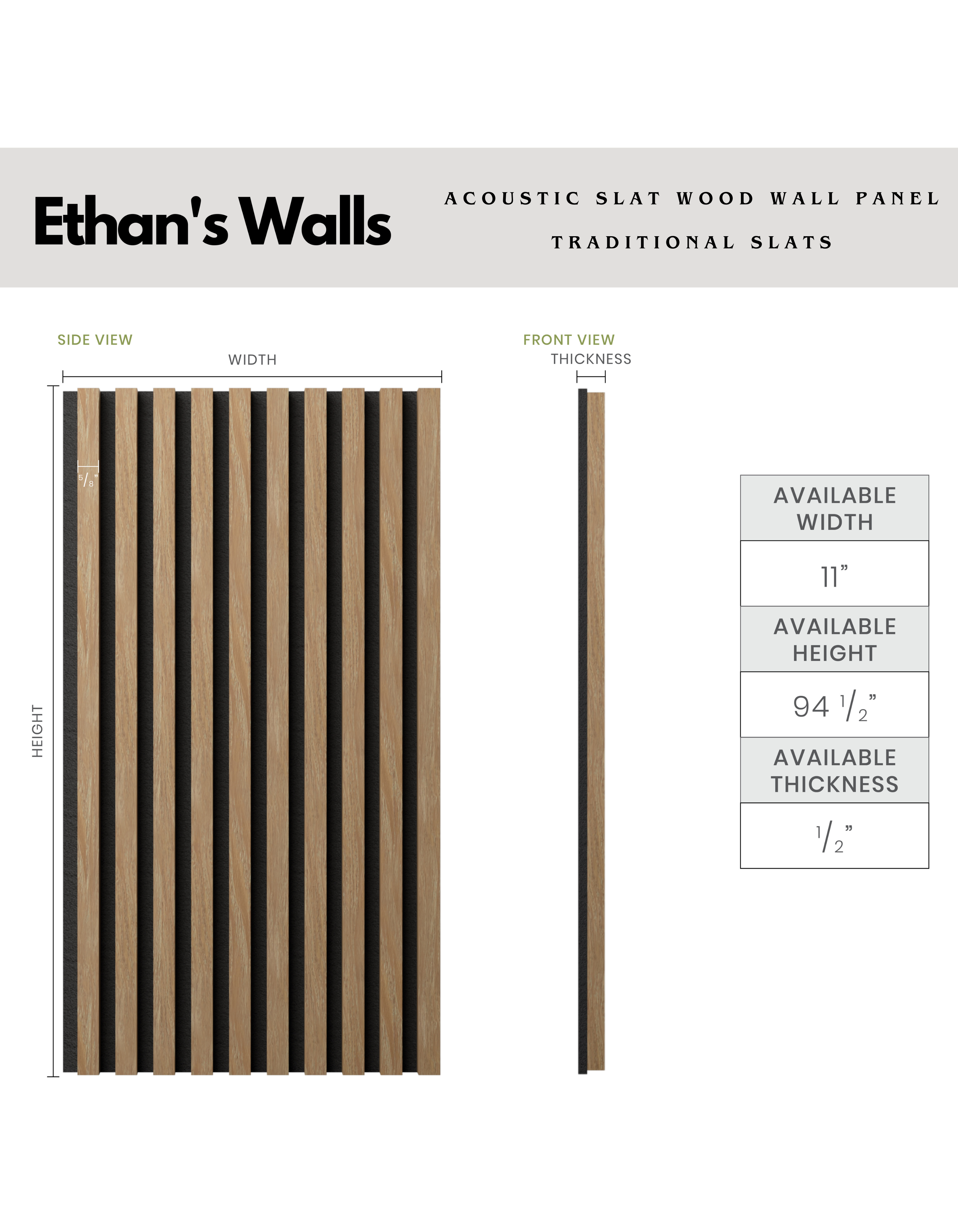 Acoustic Slat Wood Wall Panel - Natural Wood Soundproofing Panels for Home & Office - Traditional Slat Design for Modern & Rustic Interiors - Perfect for Living Rooms, Bedrooms, and Conference Rooms