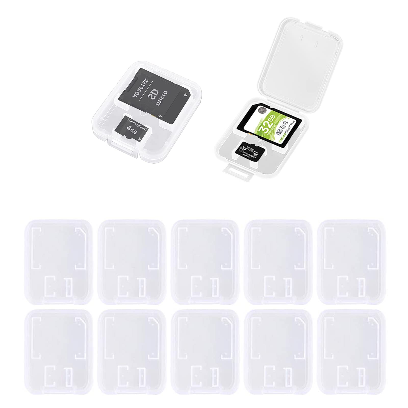 12 Pack Clear Memory Card Storage Cases - Durable SD, Micro SD, TF Card Protector for Cameras, Phones & Tablets | Organize & Safeguard Your Memory Cards