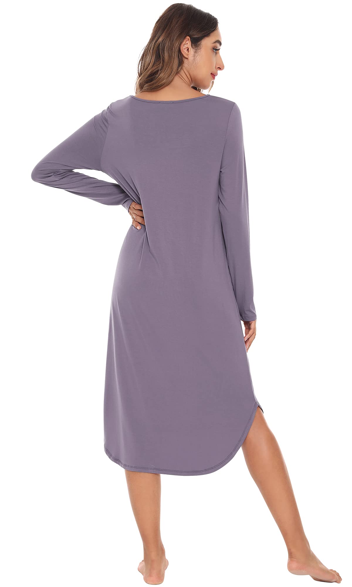 WiWi Bamboo Nightgowns for Women - Soft Long Sleeve Sleep Shirt & Comfy Loungewear - Plus Size S-4X - Perfect for Relaxing at Home, Sleeping & Lounging