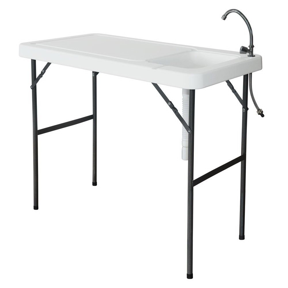 EyesonMe Portable Folding Fish Cleaning Table with Sink Faucet - Durable Outdoor Camping & Garden Furniture for Fishing, BBQ, Picnic & Backyard Activities