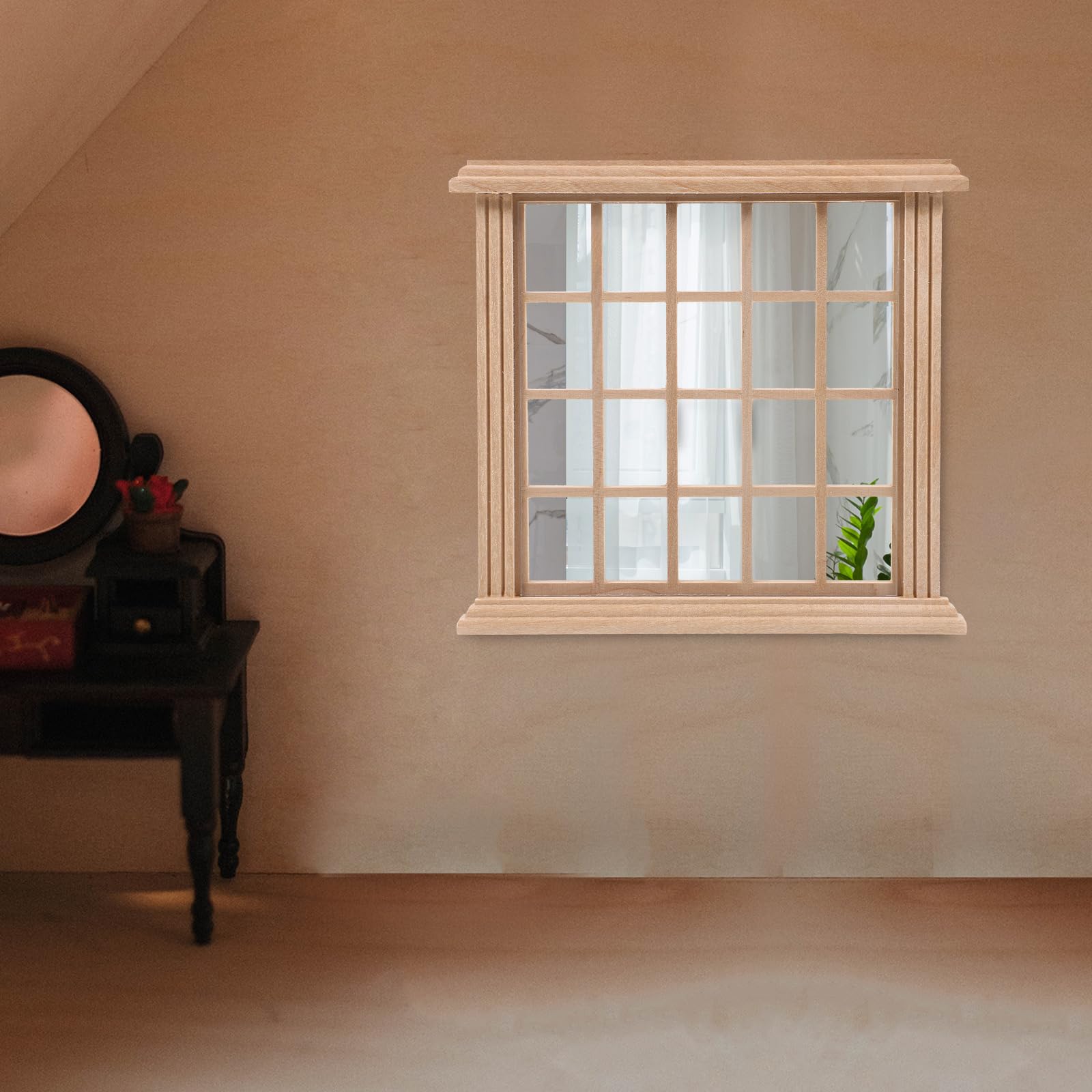 1:12 Scale Wooden Dollhouse Windows - Miniature Window Frames for Doll House Furniture Accessories | Realistic Wood Decor for DIY Dollhouse Projects, Room Displays & Collectible Miniatures