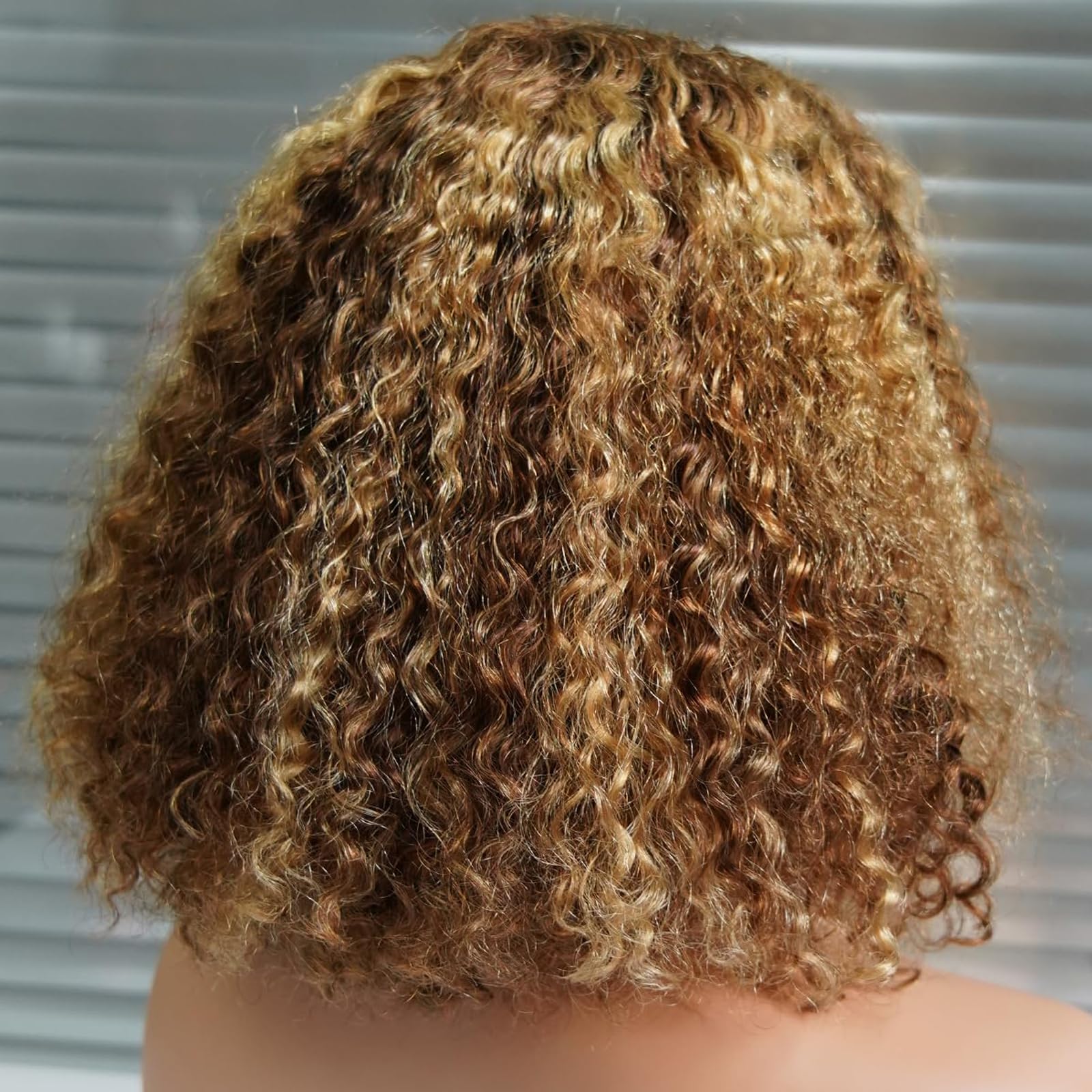 10inch Short Curly Bob Wig Human Hair - Honey Blonde Brown Ombre 150% Density 4x4 Glueless Lace Front Wig for Black Women | Perfect for Daily Wear, Parties & Special Occasions