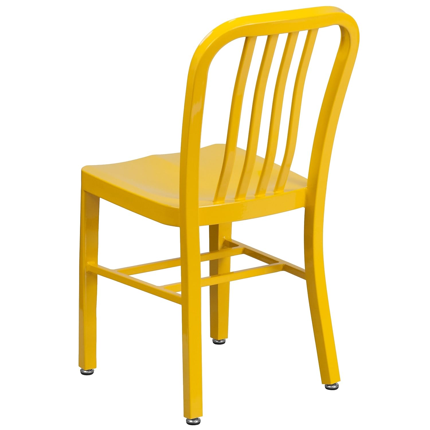 Flash Furniture Gael Commercial Grade 2-Pack Yellow Metal Stackable Chairs for Indoor & Outdoor Use - Perfect for Patio, Restaurant, Cafe, and Event Seating