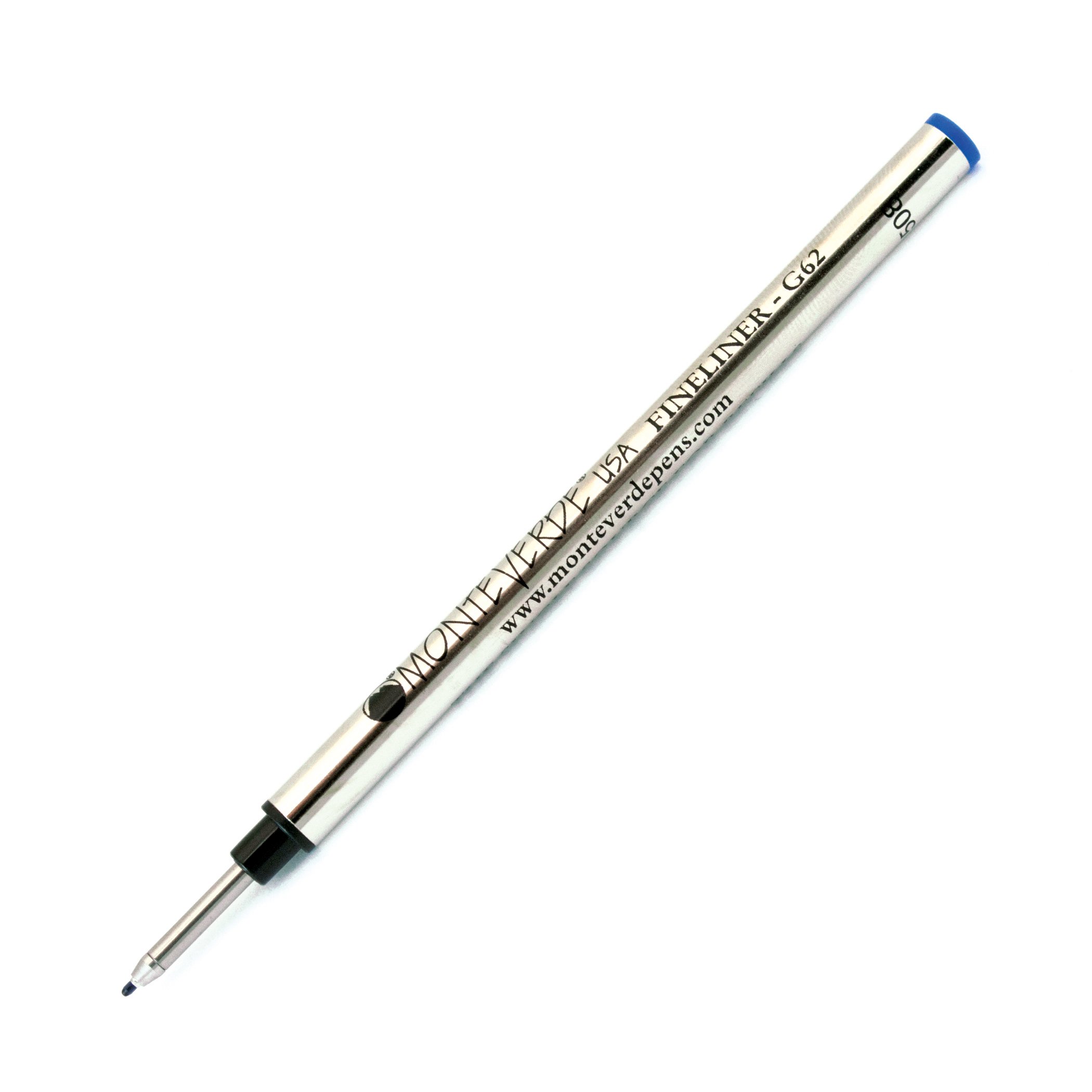 Monteverde G624BU Fine Liner Refills - 50 Pack, Blue Ink, Spring Loaded for Smooth Writing - Perfect for Rollerball Pens, Office, School & Note Taking