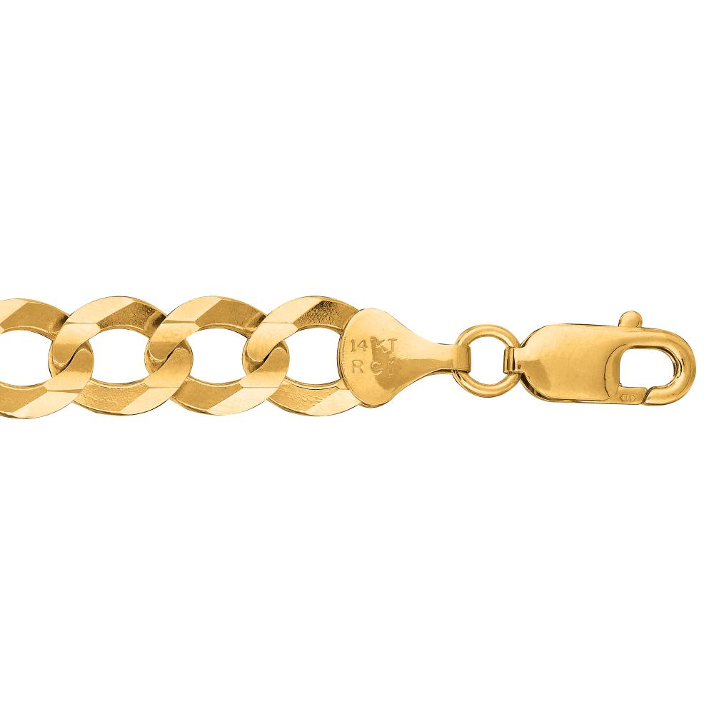 14K Gold 10mm Comfort Curb Chain Necklace for Men & Women - Perfect for Layering, Everyday Wear and Gift Giving