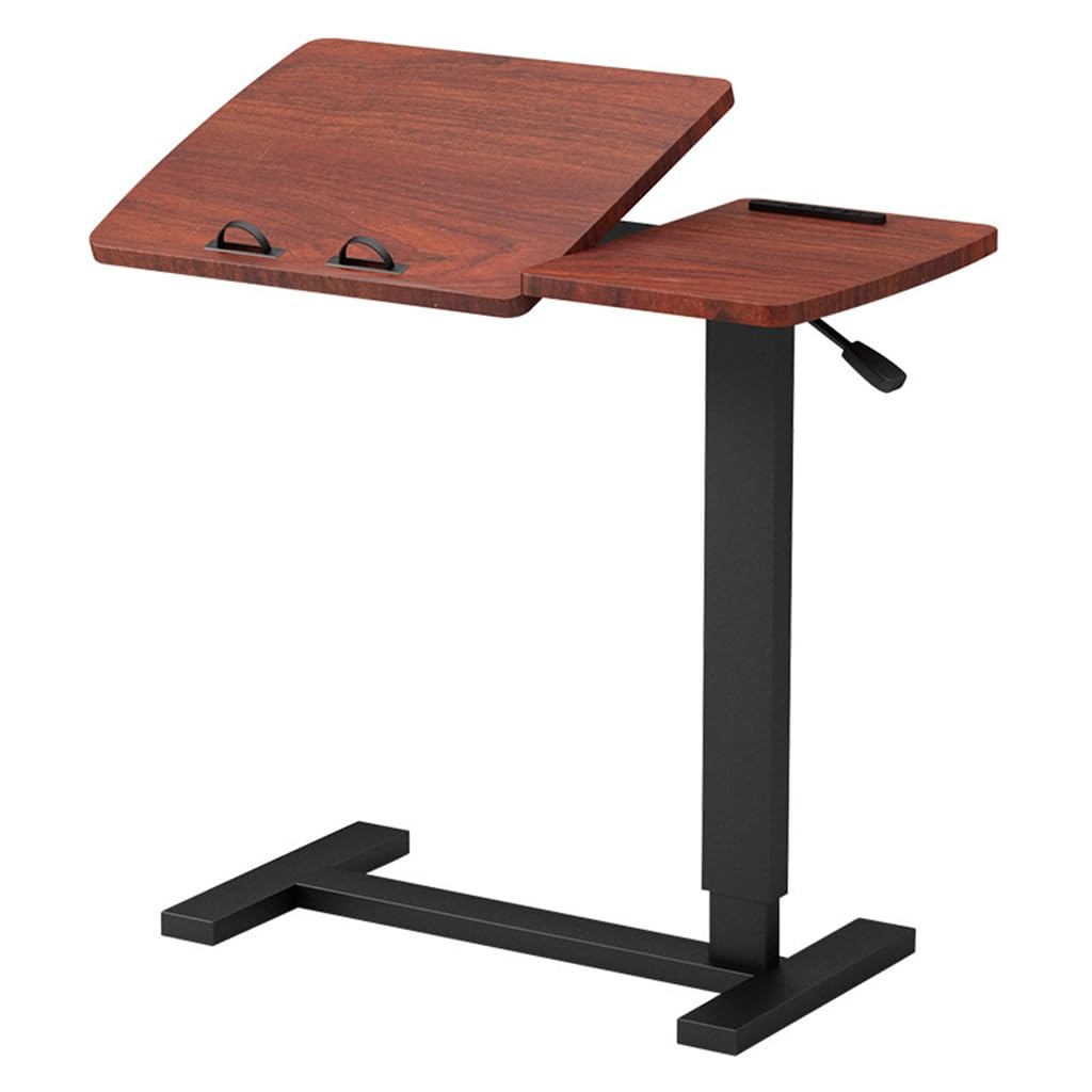 Adjustable Height Foldable Overbed Table with Wheels - Pneumatic Tiltable Hospital Bed Table, Rolling Laptop Cart with USB Port - Perfect for Home Office, Patient Care & Medical Bedside Use