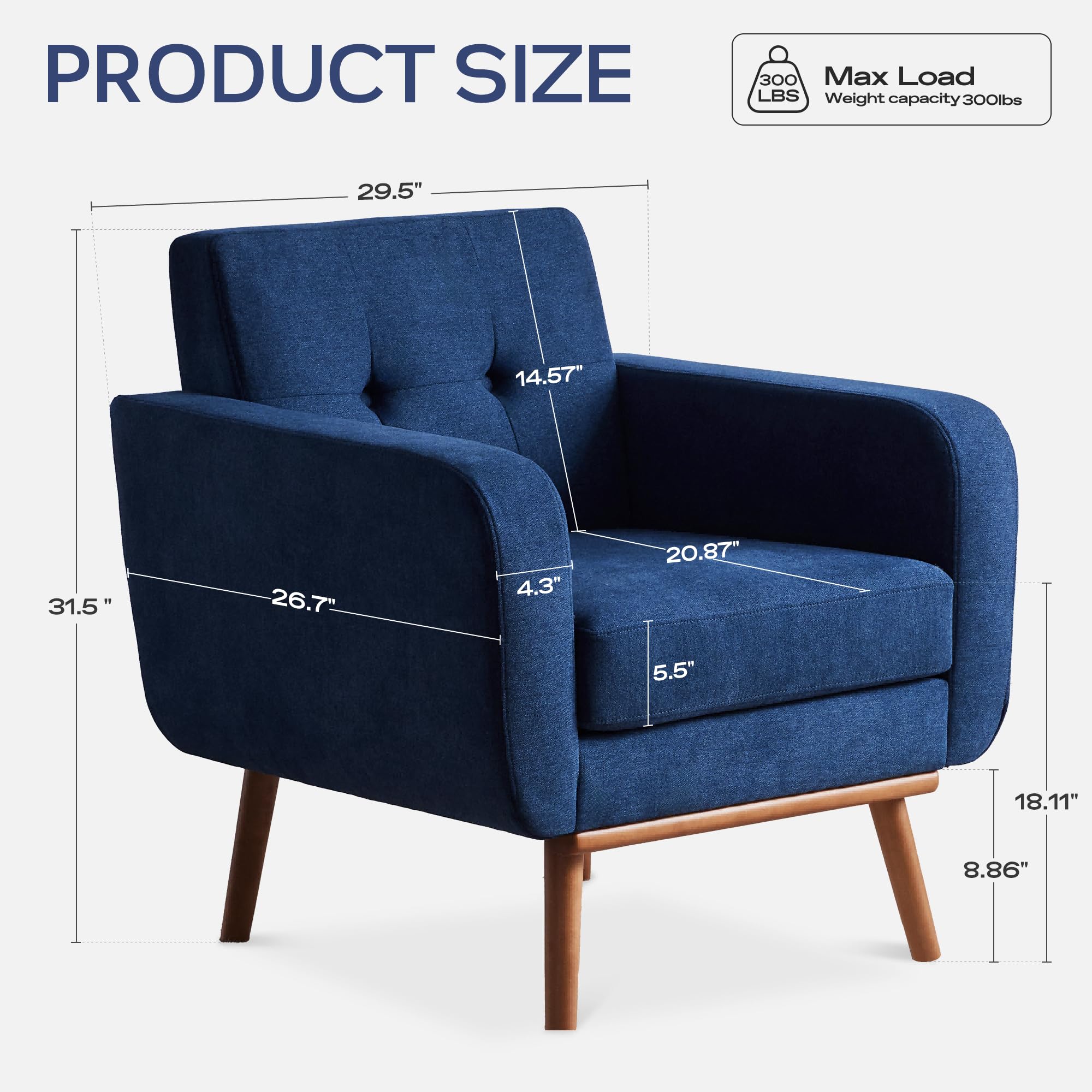 Modern Upholstered Button Tufted Living Room Furniture Set - 2 Piece Loveseat & Chair Sofa Set with Solid Frame & Deep Seat for Home, Office (Dark Blue) | Perfect for Small Spaces, Apartments & Cozy Family Gatherings