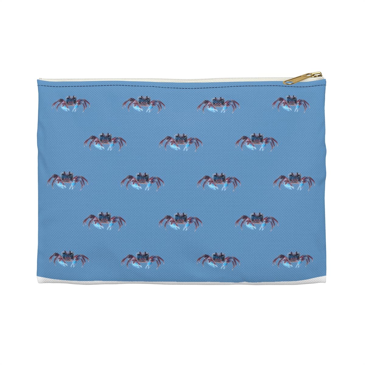 Blue Crab Makeup Bag Zipper Pouch - Animal Print Cosmetic Case for Women, Large Waterproof Toiletry Travel Organizer (Blue) - Perfect for Travel, Gym, Beach & Daily Essentials Storage