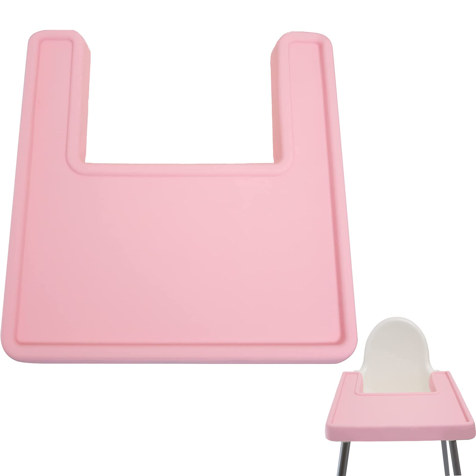 Non-Slip Silicone High Chair Placemat for IKEA Antilop - Durable, Hygienic Baby Feeding Tray Cover for Toddlers - Easy to Clean, BPA-Free - Perfect for Mealtime, Snacks & Finger Foods (Pink)
