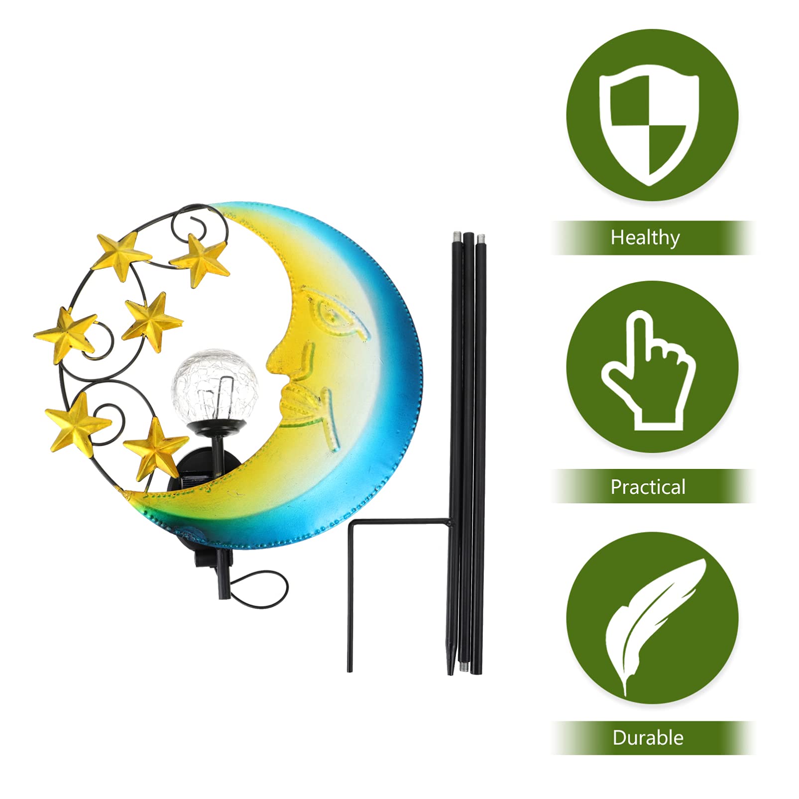 Solar Powered Moon & Star Shaped LED Ground Lights - Waterproof Outdoor Pathway Lighting for Garden, Lawn & Landscape Decoration | Perfect for Patios, Walkways & Backyard Ambience