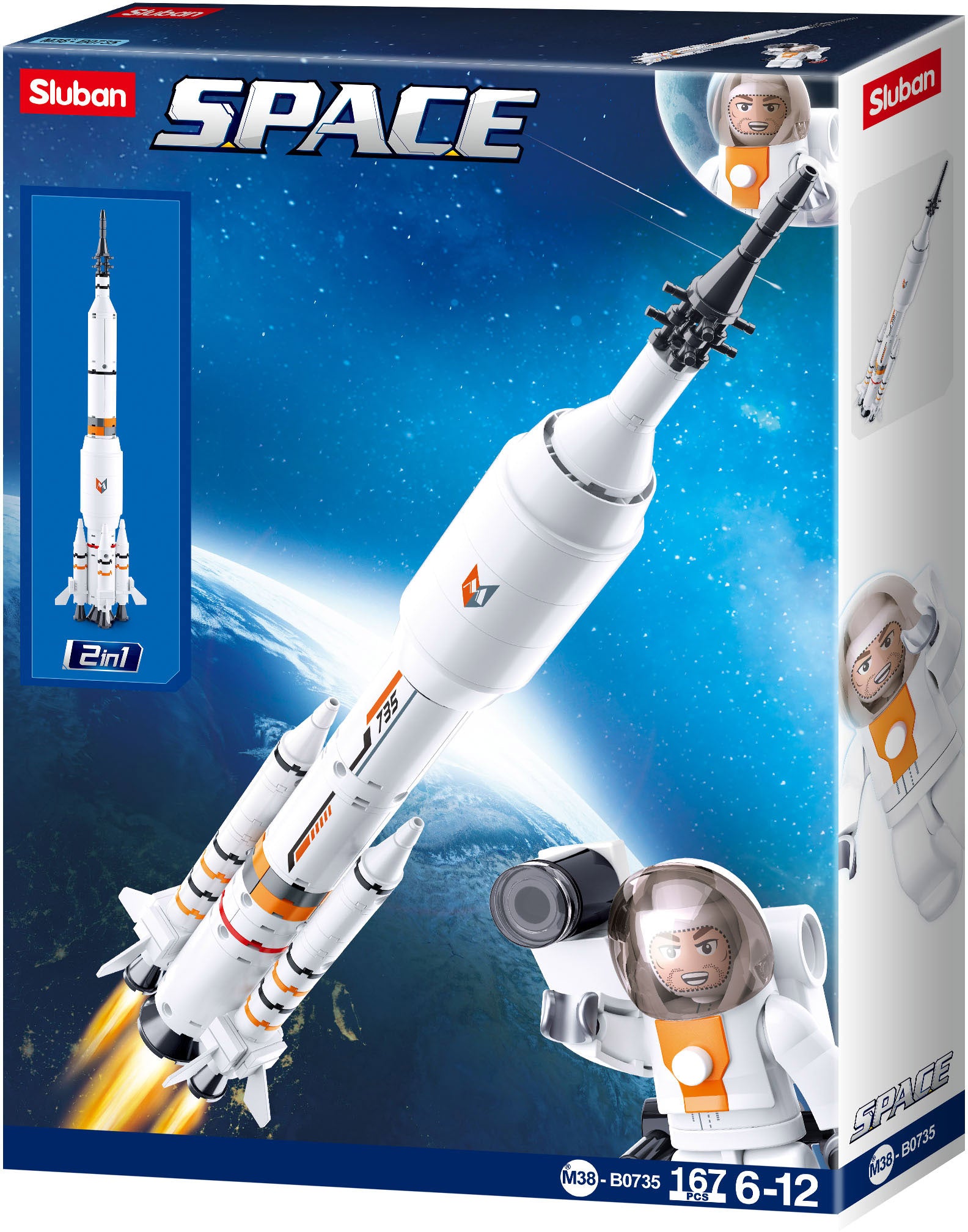 Sluban M38 B0735 Space Saturn Rocket Booster Building Set - 167 Pcs STEM Toy for Kids | Educational Space Exploration Playset for Creative Play & Display