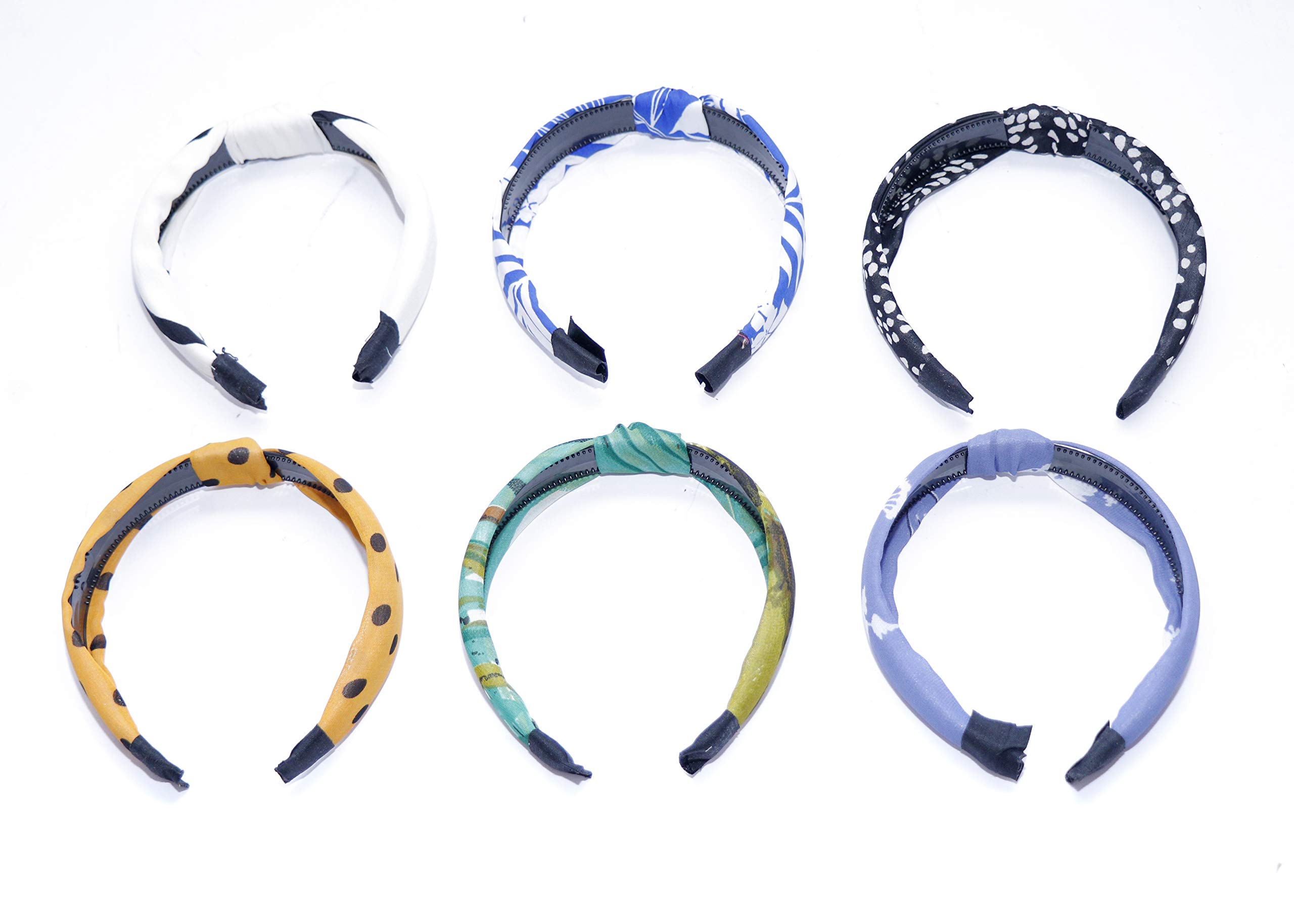 Navjai Women's Korean Style Solid Fabric Knot Headbands - Boho Criss Cross Hair Wraps for Girls & Women (6-Piece Set, Multicolor) | Perfect for Yoga, Beach, Festivals & Everyday Fashion