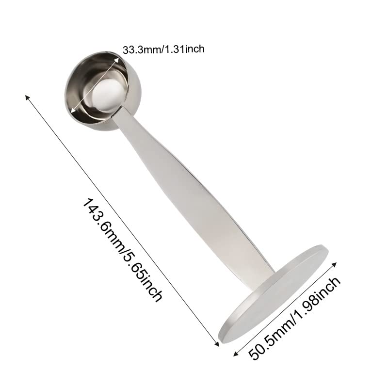 Premium Stainless Steel Coffee Scoop & Tamper - 2-in-1 Portable Measuring Spoon for Espresso, French Press & Pour Over Coffee - Perfect for Home Baristas & Coffee Shops
