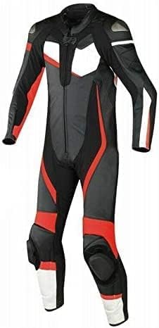 MATAGEAR Motorcycle Racing Suit - CE Approved One Piece Track Suit for Men, Red/Black, XL - High Protection for Track Racing & Street Riding
