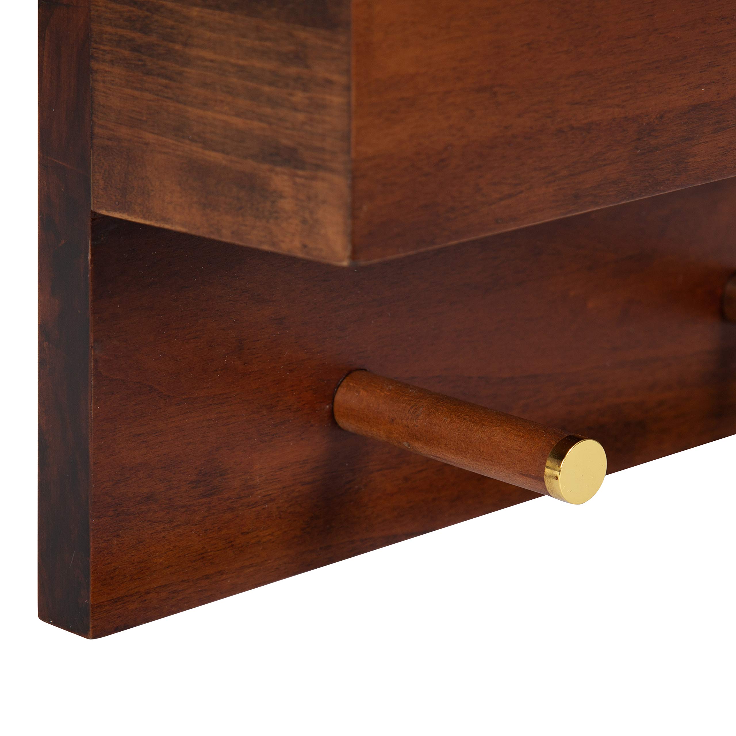 Kate and Laurel Hinter Mid-Century Framed Wall Mirror with Built-In Shelf - 24x24 Inches, Walnut Brown - Perfect for Entryway Organization, Mail & Key Holder, Wall Decor for Living Room, Bedroom, or Hallway