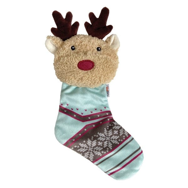 FouFit Holiday Cuddle Crinkle Stockings with Reindeer Design - Festive Christmas Decorations for Fireplace Mantel, Gift Exchange & Cozy Home Decor