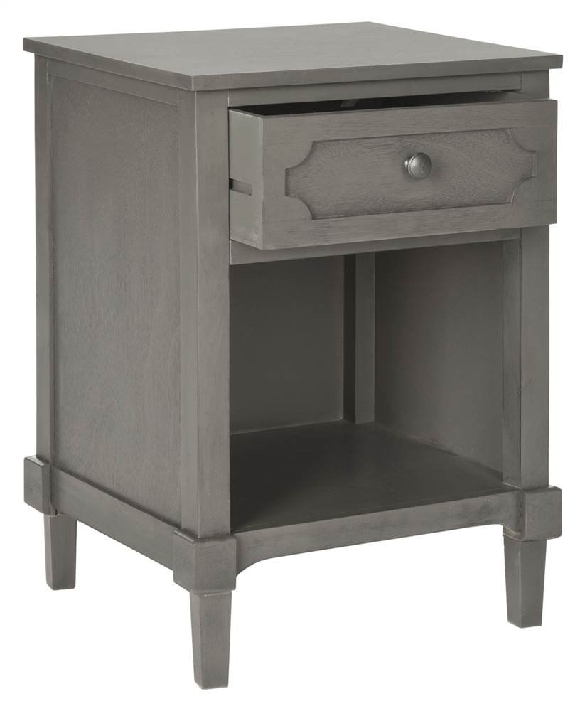 SAFAVIEH American Homes Collection Rosaleen Grey Side Table - Modern End Table for Living Room, Bedroom & Office - Small Accent Table with Storage Shelf