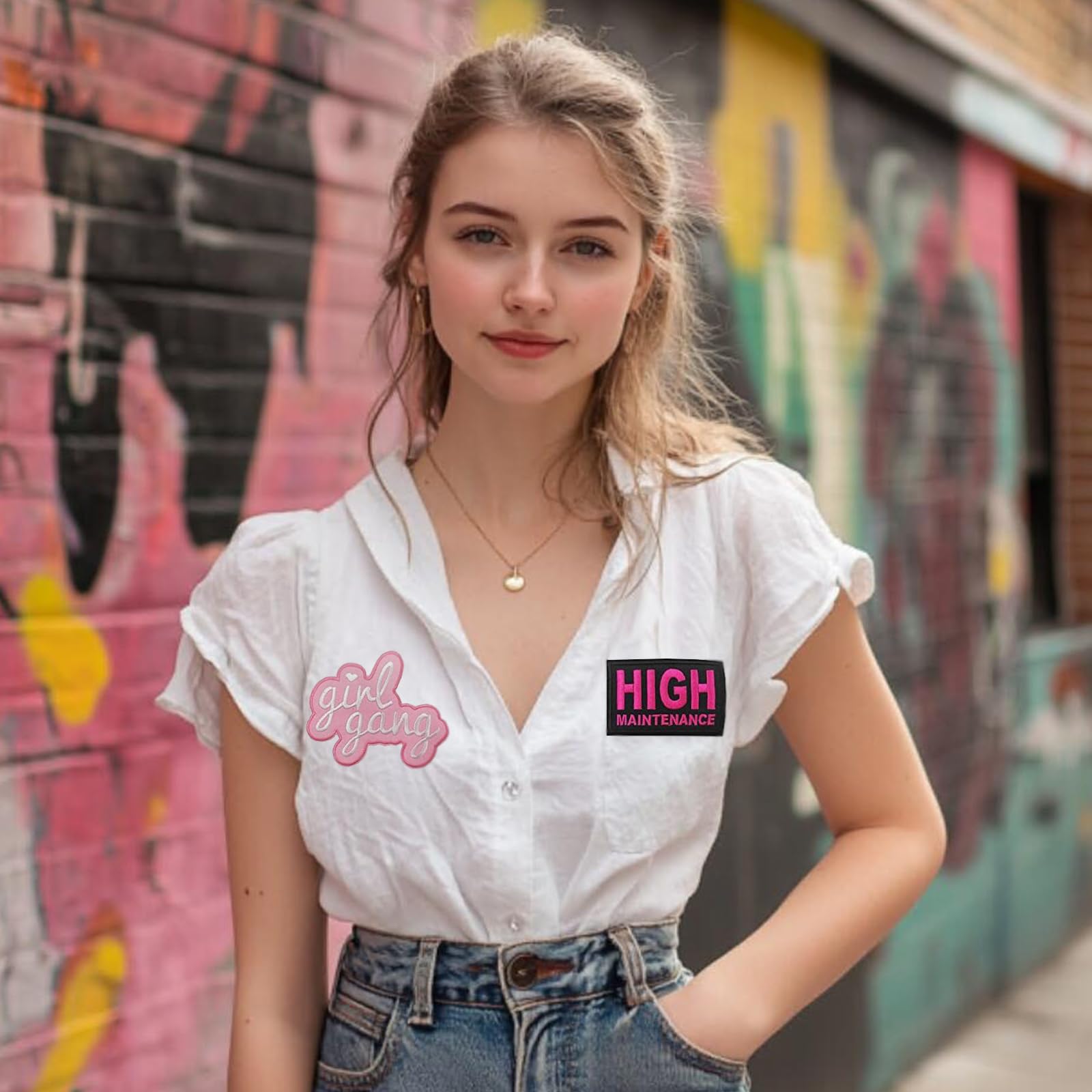 Cute Girl Gang High Maintenance Embroidered Iron-On Patch for Jackets, Bags & DIY Crafts - Fun Fashion Accessory for Teens & Women