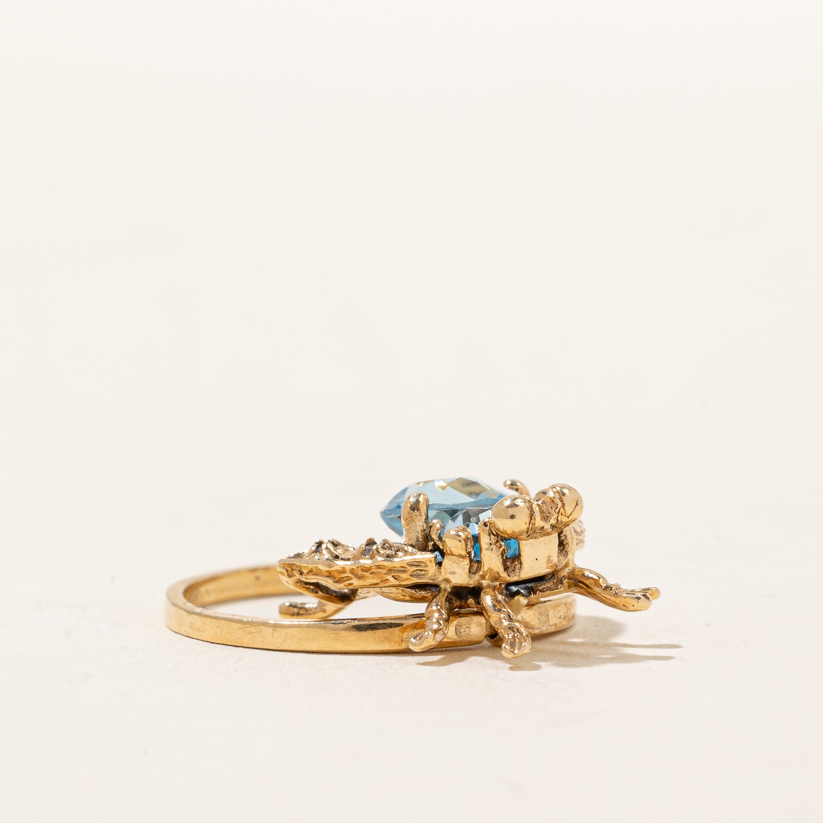 Blue Topaz and Diamond Bee Ring - 1.30ctw Gemstone with 0.02ctw Diamonds - Size 6 - Elegant Jewelry for Women, Perfect for Birthday Gifts, Anniversary Presents, and Special Occasions