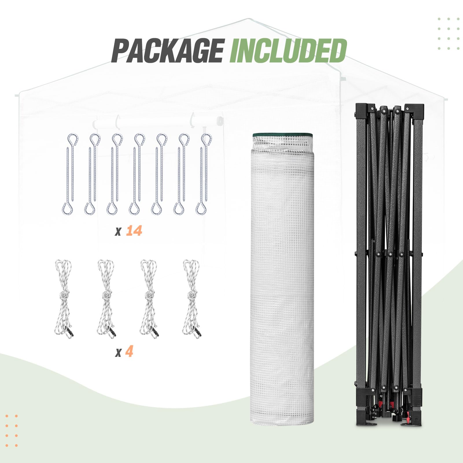 EAGLE PEAK 10x10 Portable Walk-in Greenhouse for Indoor Outdoor Gardening - Pop Up Plant Greenhouse with Zippered Doors & Windows, PE Cover in White - Perfect for Backyard, Patio & Home Garden Protection