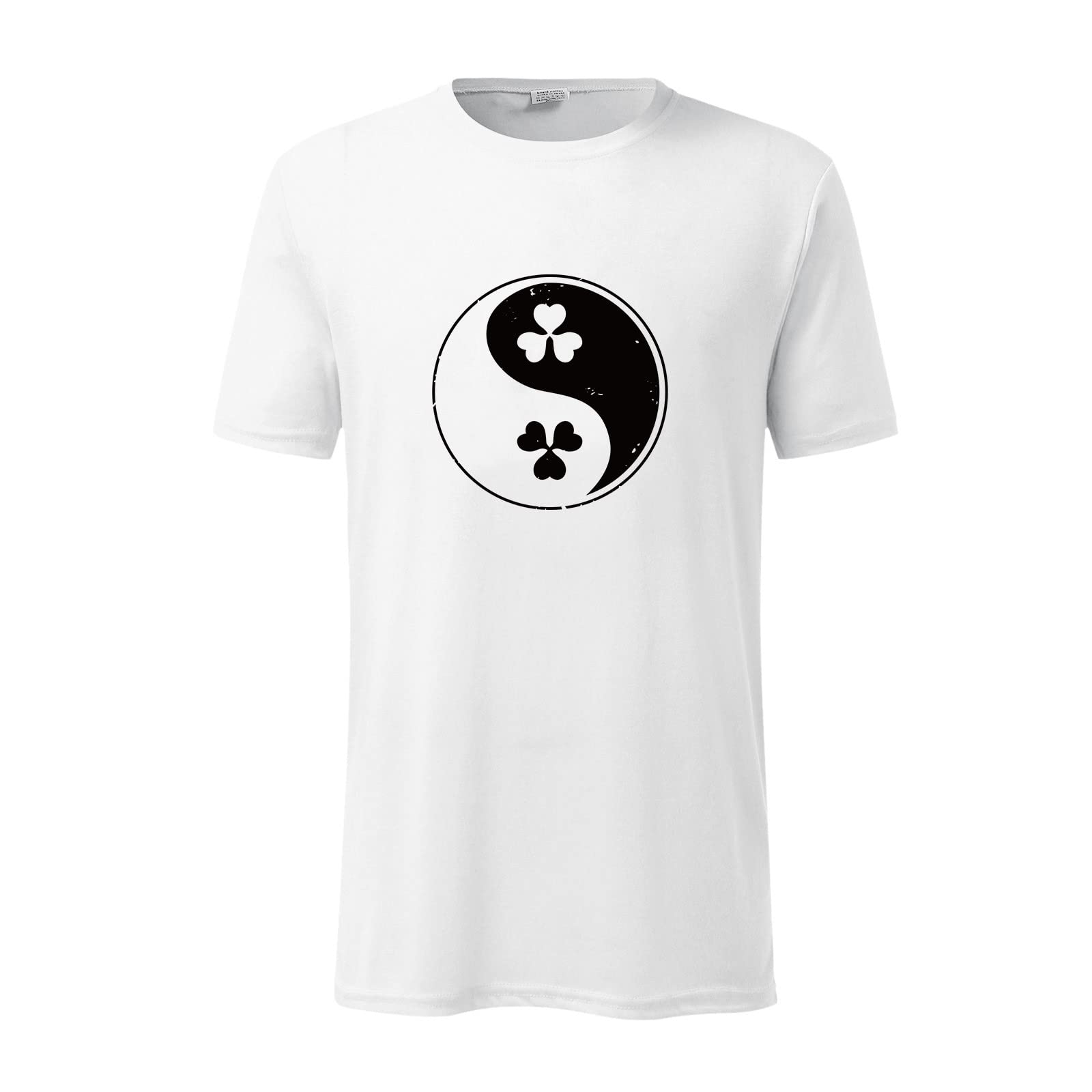 St. Patrick's Day Men's T-Shirt - Short Sleeve Casual Round Neck Shamrock & Tai Chi Graphic Tee - Perfect for Irish Festivals, Pub Crawls and St. Paddy's Day Celebrations