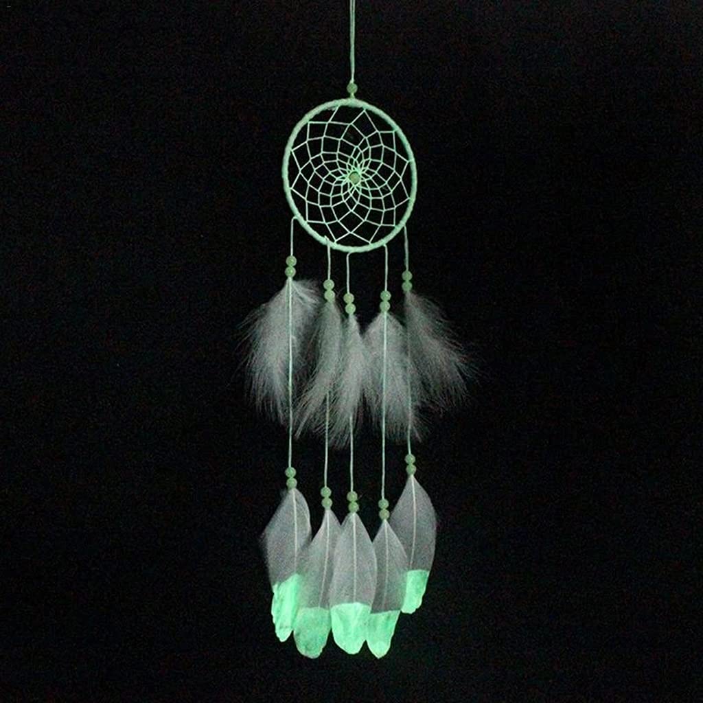SPNEC Handmade Dream Catcher Wind Chime - Glow in The Dark Hanging Decor, Boho Wall Ornament & Gift for Bedroom, Nursery, Porch, Garden - Noctilucent Pendant for Home Decoration